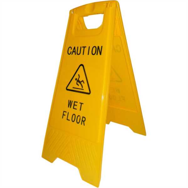 CAUTION BOARD - Gul - 31 x 59 cm Engelsk tekst