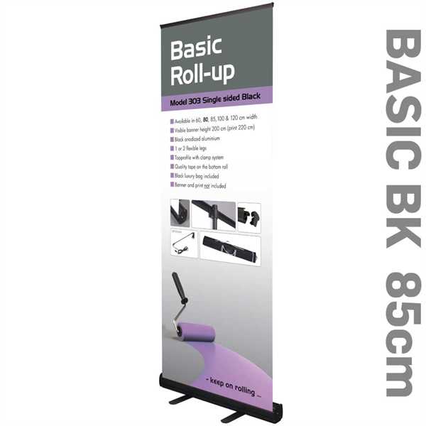 Roll-Up Basic SORT Enkeltsidet  - 85 x 220 cm banner