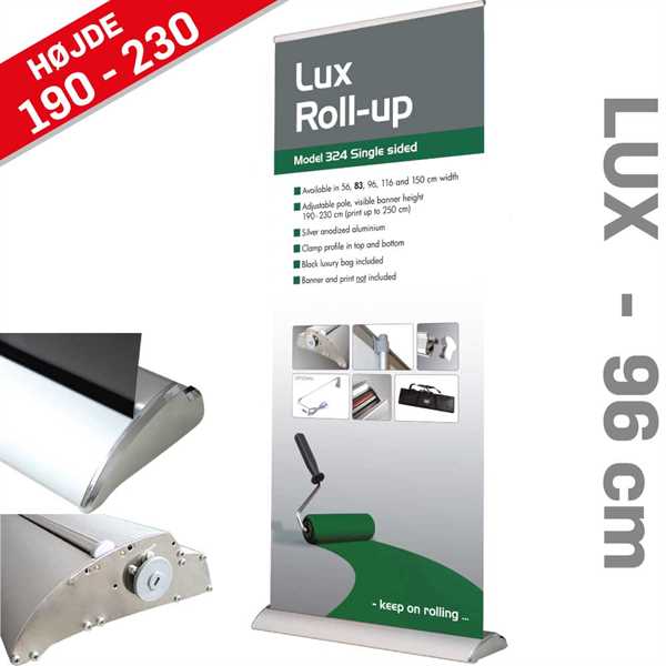 Roll-Up Lux Enkelt Alu/elox. - 96 cm x op til 237 cm Banner