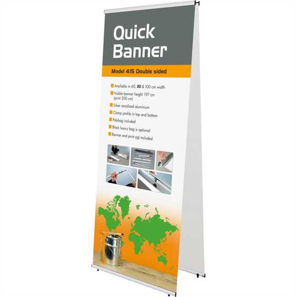 QUICK BANNER dobbelt Alu/elox. - 60x200 cm Banner